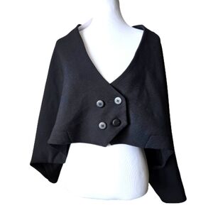 Jeremy Laing Black Wool Blend Cape Shawl